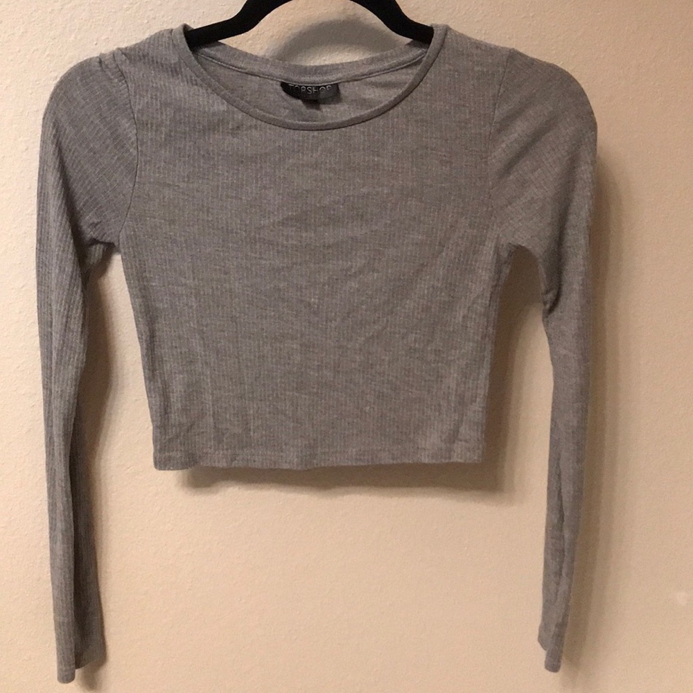 Topshop ribbed grey crop top